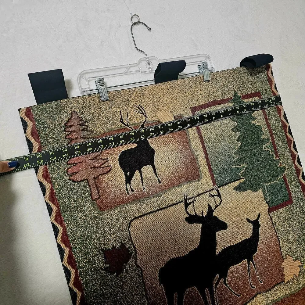 Wall Deco Tapestry USA made. Deers, Bear, Trees. Leafs. Vintage. FallWinterTheme